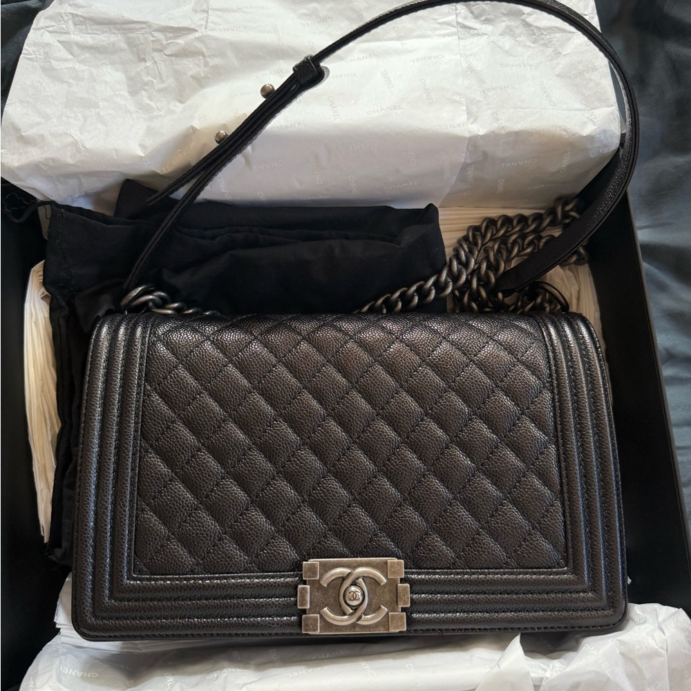 Chanel Black Quilted Shoulder Bag with Chain Strap